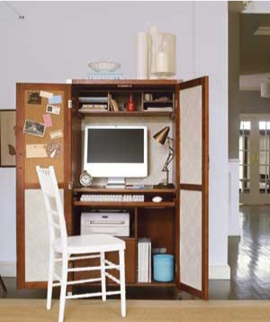 Small Space? Use an Armoire to create a home office. wahadventures.com